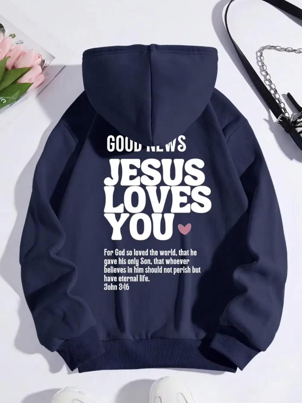 Autumn Mens Hoodies Good News Jesus Loves You Printing Pullovers Loose Pocket Warm Comfortable Sweatshirts Street Clothing