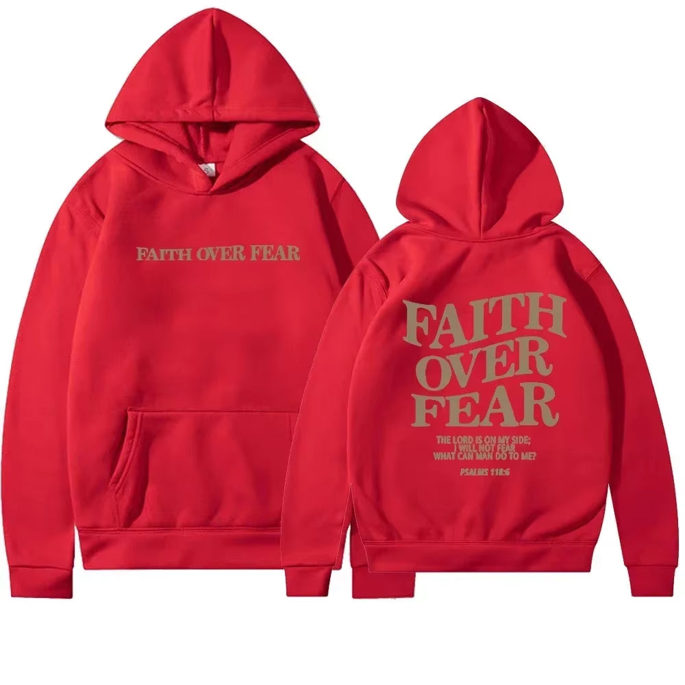 Faith Overcomes Fear - Christian Hooded Sweatshirts Jesus Hoodie Fashion Men Women Hoodies Casual Pullover Hooded Sweater