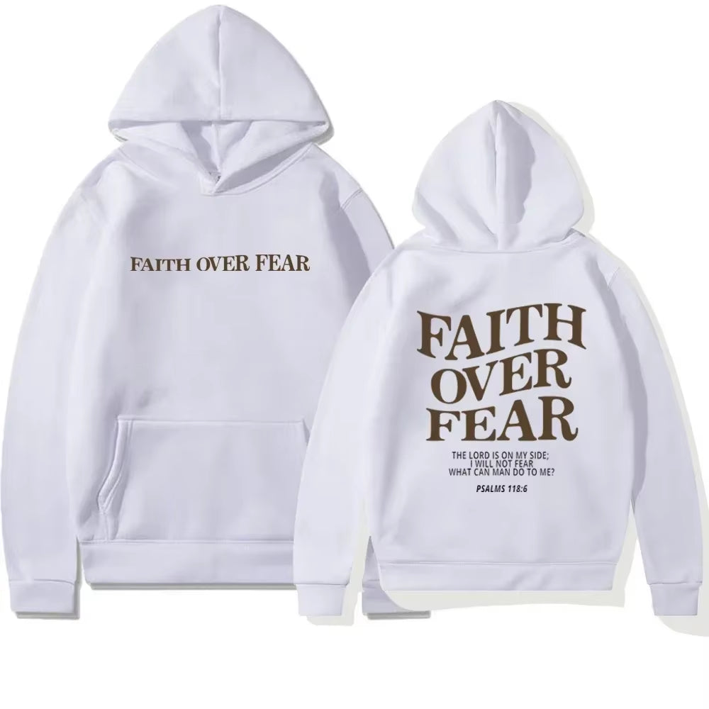Faith Overcomes Fear - Christian Hooded Sweatshirts Jesus Hoodie Fashion Men Women Hoodies Casual Pullover Hooded Sweater