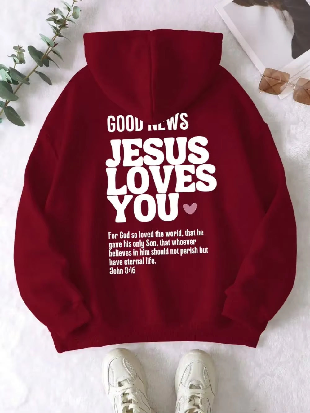 Autumn Mens Hoodies Good News Jesus Loves You Printing Pullovers Loose Pocket Warm Comfortable Sweatshirts Street Clothing