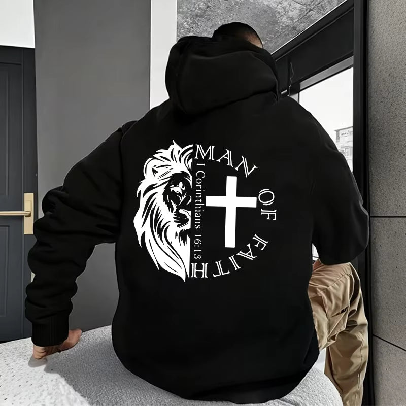 Jesus Christ Style Hoodies 2025 Fall Winter New Arrival Hooded Long Sleeve Sweatshirts Man off Faith Lion Print Hoody Outerwear